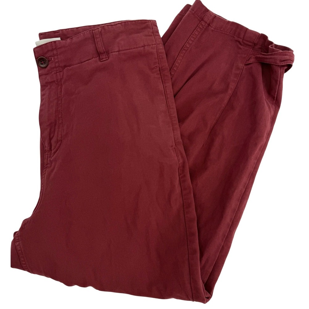 Wrap London Womens Burgundy Barrel Leg Cotton Trousers Ankle Tab Red Pants US 10